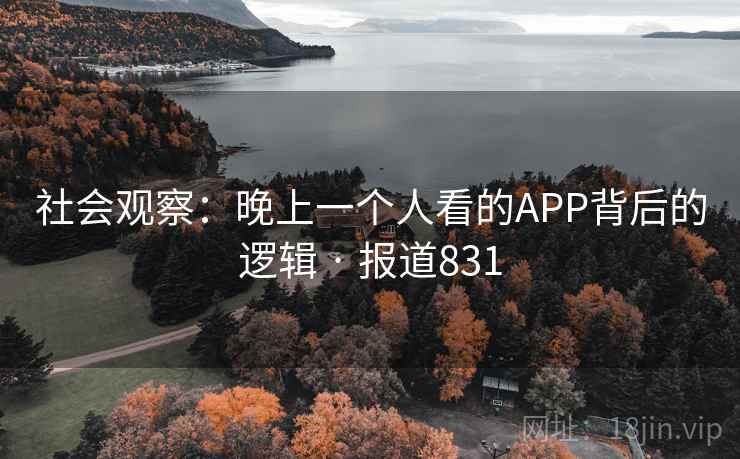 社会观察：晚上一个人看的APP背后的逻辑 · 报道831  第2张